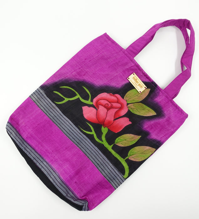 Purple Tissue Silk Floral Print Giftbag - Indian Suit Company