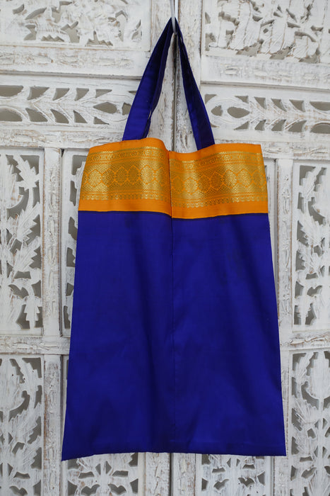 Purple Silk With Orange Brocade Unlined Bag - New