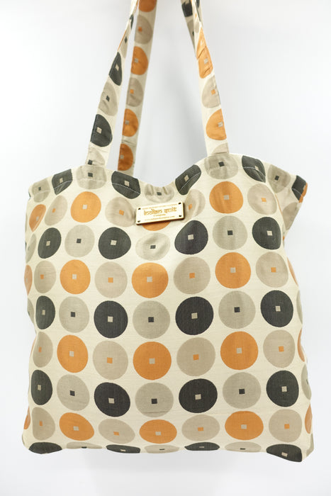 Cream Circular Design Tote Bag - New
