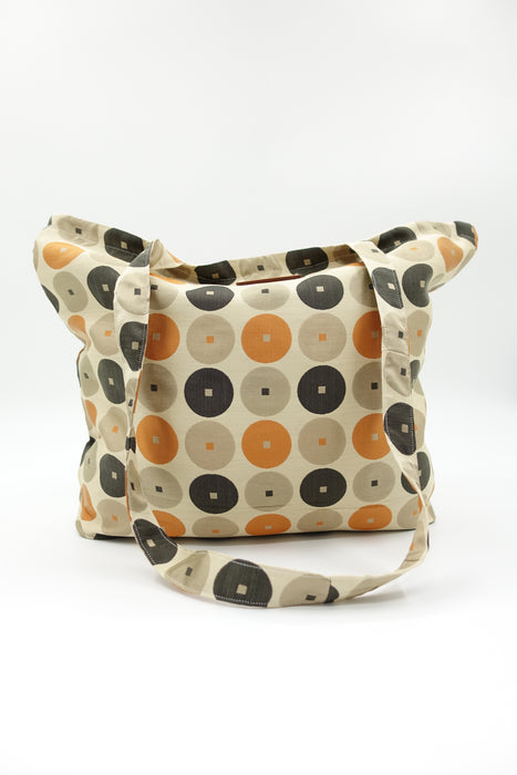 Cream Circular Design Tote Bag - New