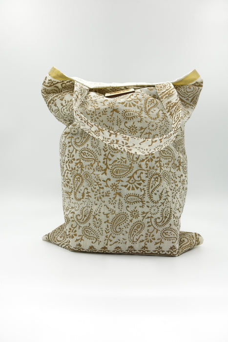White Cotton Gold Blocked Gift Bag - New