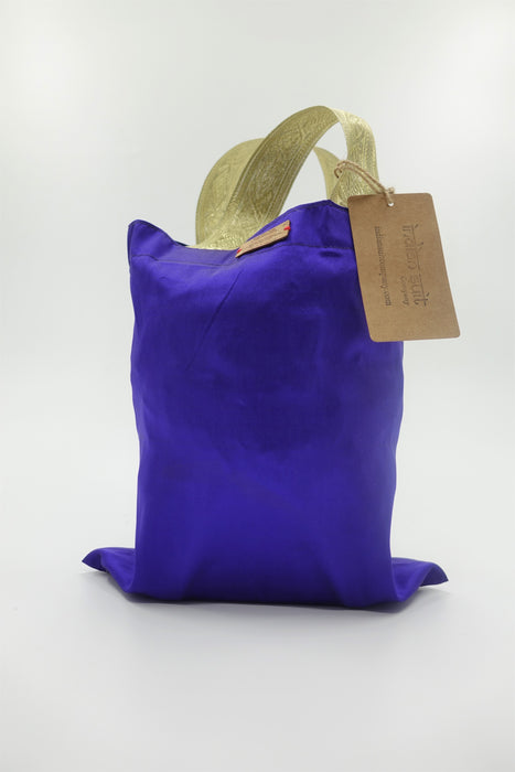 Purple Unlined Silk Bag With Gold Handles - New