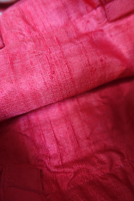 Dark Red Silk Small Gift Bag With Antique Zardosi - New