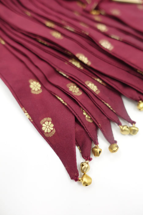 Maroon Silk Blend With Gold Bells - 6.10 Metres