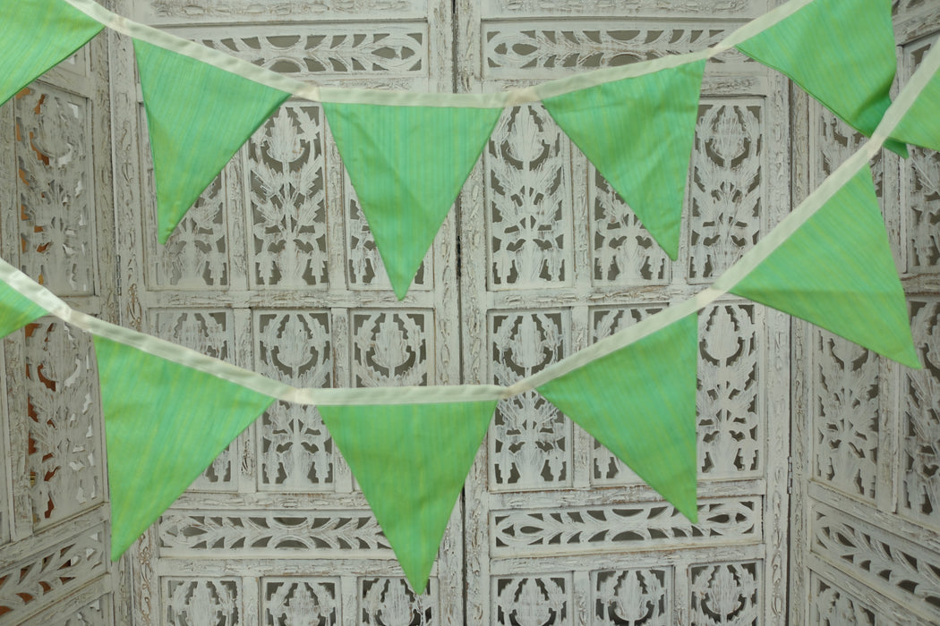 Green Bunting With Cream Ribbon - 4 Metres