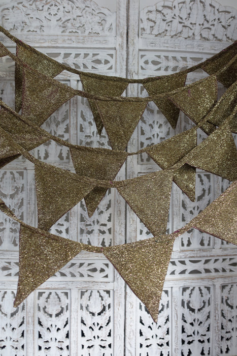 Gold And Purple Toned Glitter Bunting - 7 Metres