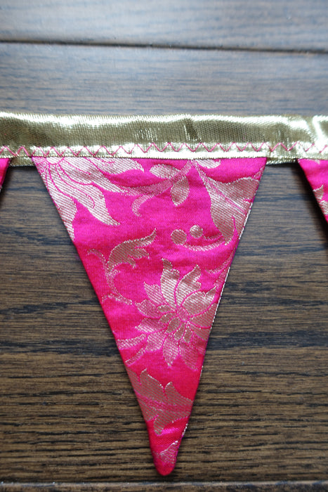 Pink And Gold Banarsi Brocade With Pink Trim - 3.7 Metres