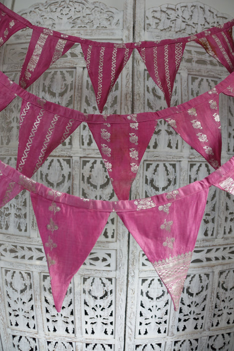 Dusky Pink With Silver Banarsi Brocade Bunting - 8.6 Metres
