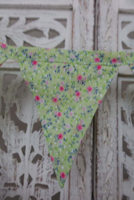 Green Floral Cotton Bunting - 4.9 Metres