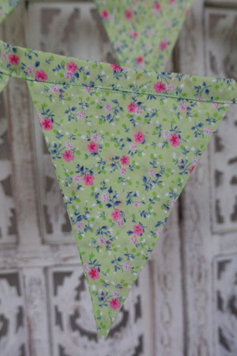 Green Floral Cotton Bunting - 4.9 Metres