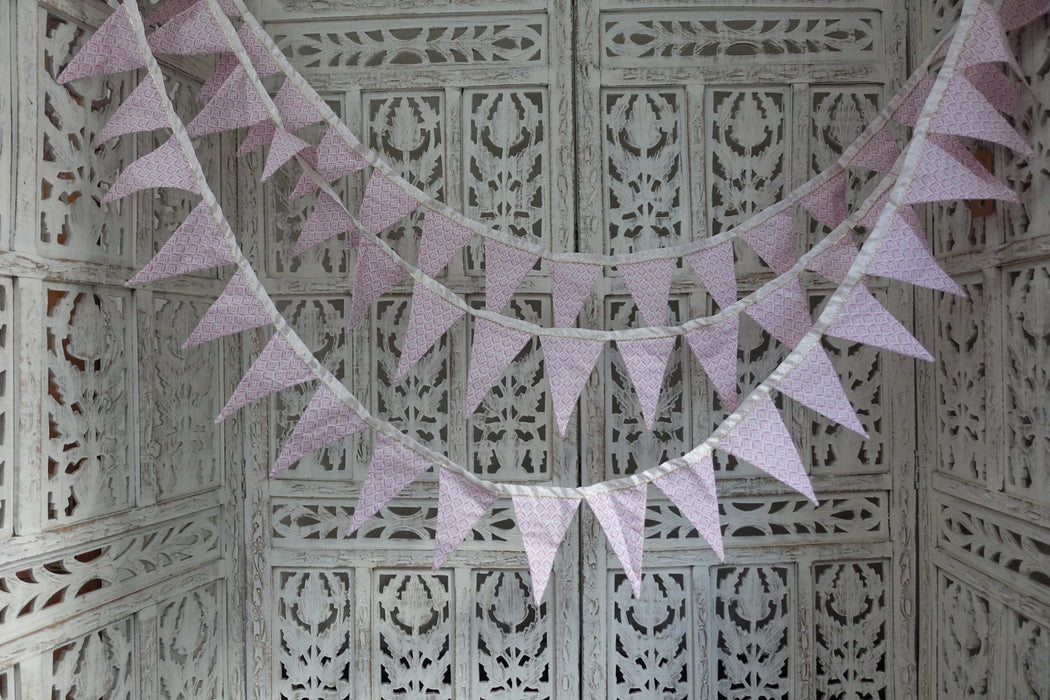 Pink And White Cotton Bunting - 2.9 Metres