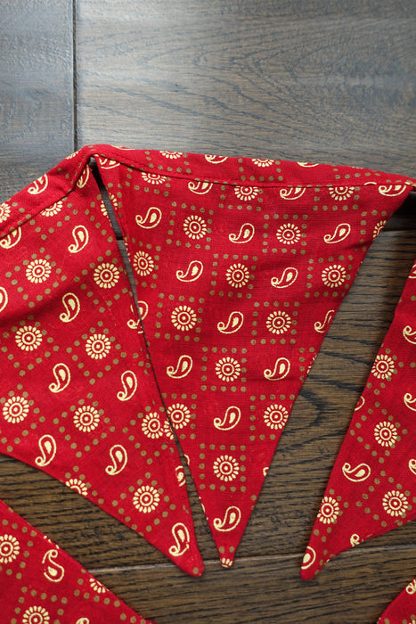 Red Cotton With Cream Printed Paisley - 10 Metres
