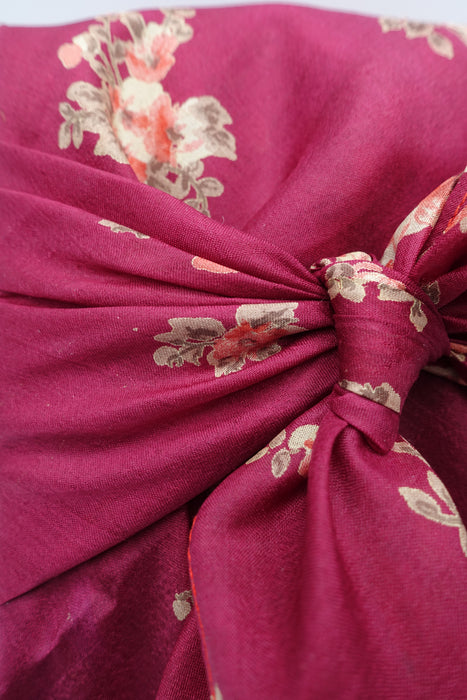 Maroon Floral Print Silk Gift Wrap - Medium - Indian Suit Company