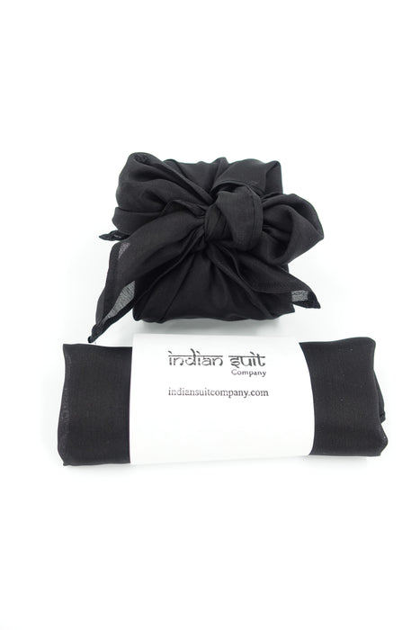 Plain Black Silk Fabric Gift Wrap - Small - Indian Suit Company