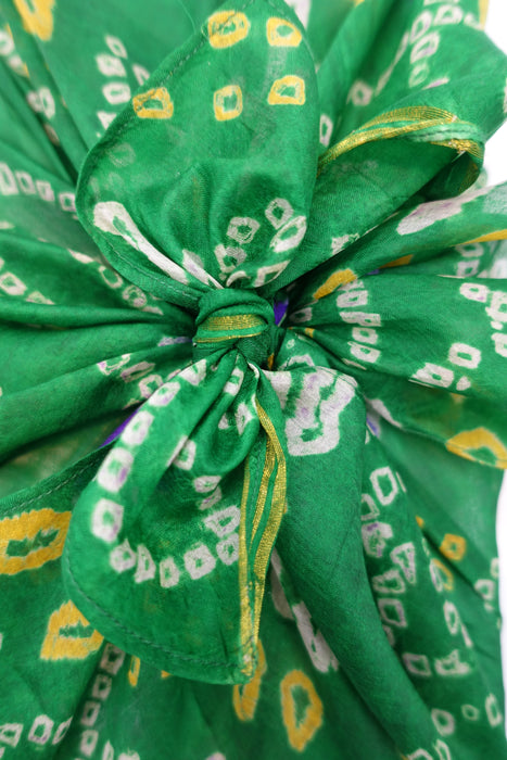 Green Bandhani Print Silk Gift Wrap