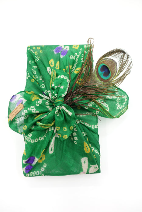 Green Bandhani Print Silk Gift Wrap