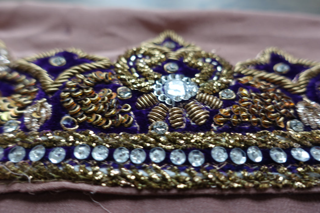 Navy Blue Velvet & Zardosi Braid Indian Trim - Reclaimed