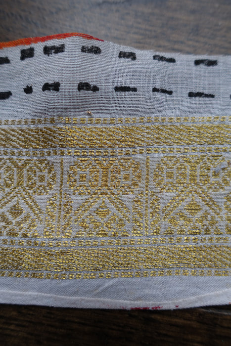 White & Gold Woven Cotton Silk Braid - Reclaimed - Indian Suit Company