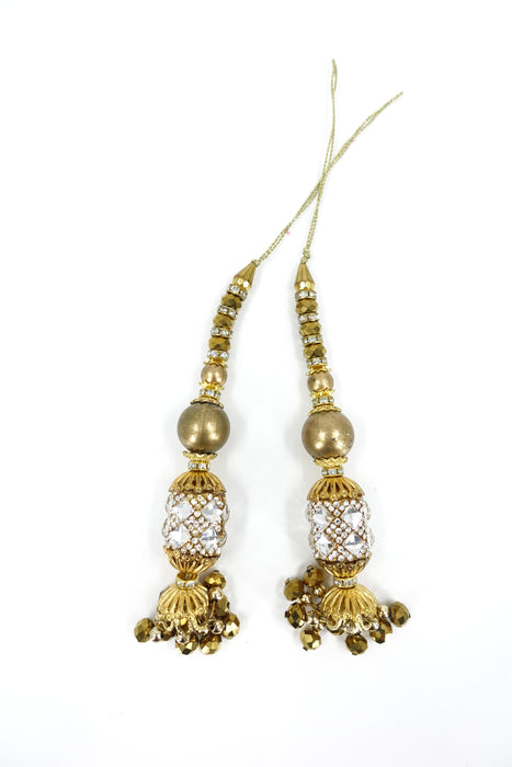 Gold Mirror Latkans Pair - New - Indian Suit Company