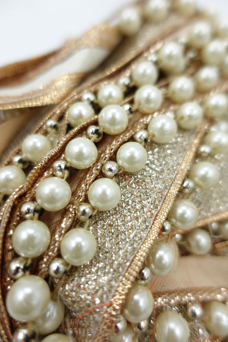 Gold Braid Trim With Pearls - New