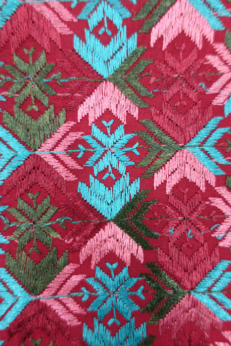 Maroon Phulkari Cotton Large Blanket / Tablecloth - New