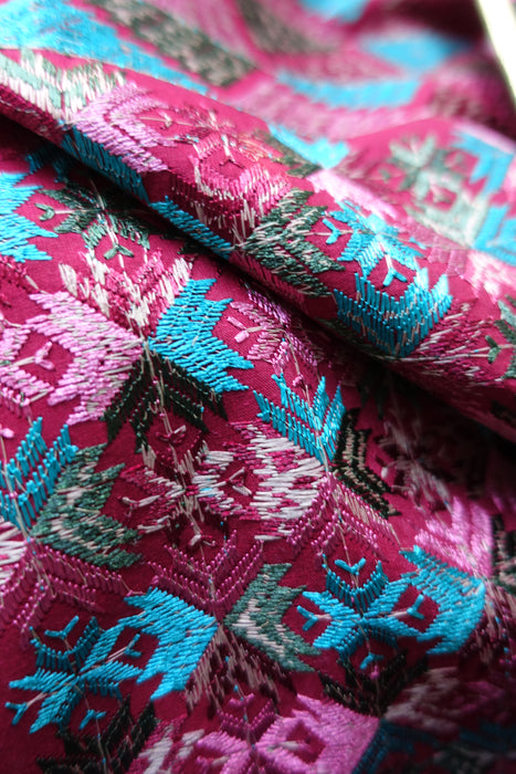 Maroon Phulkari Cotton Large Blanket / Tablecloth - New