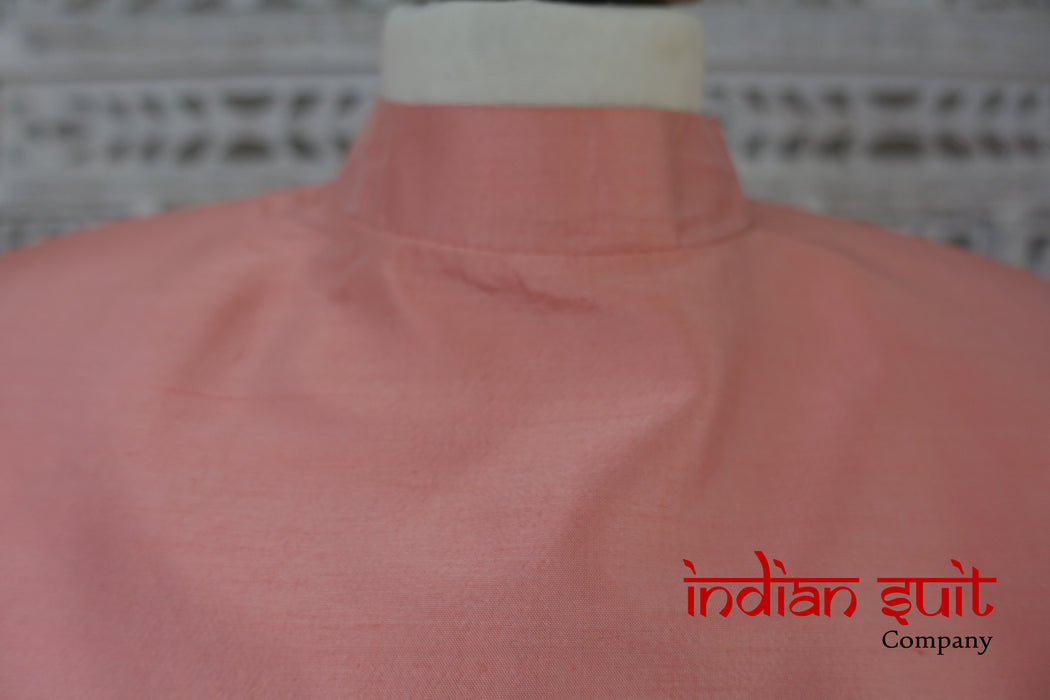 Peach Raw Silk Bespoke 2Pc Lengha UK 12 / EU 38 - Preloved - Indian Suit Company