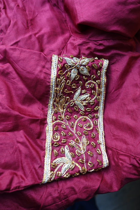 Maroon Vintage Pure Silk Wedding Lengha - UK 6 EU 32 -Preloved