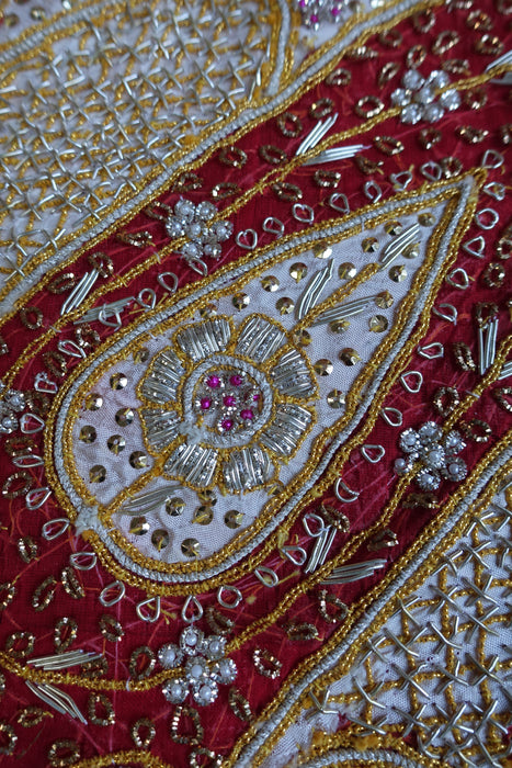 Red Silk Vintage Wedding Lengha - UK 10 / EU 36 - New
