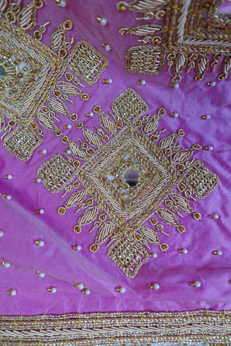 Pink Vintage Silk Lengha - UK Size 10 / EU Size 36 - Preloved