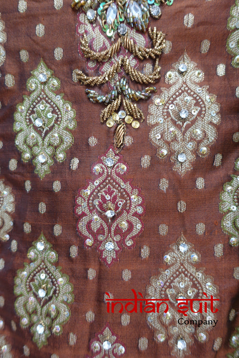 Rust & Olive Churidaar Kameez Suit - UK 8 / EU 34 - Preloved - Indian Suit Company