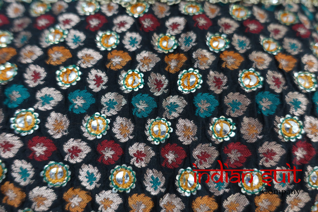 Ochre Banarsi Silk Pyjami Churidaar Kameez Suit- UK 12 / EU 38 - Preloved - Indian Suit Company