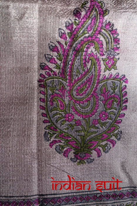 Vintage Printed Silk Paisley Retro Sari - New - Indian Suit Company