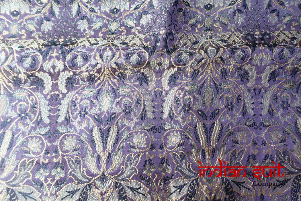 Blush & Aubergine Sateen Silk Sari - Preloved - Indian Suit Company