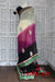 Black, Cream & Magenta Sari + 35 Bust Blouse - Preloved - Indian Suit Company