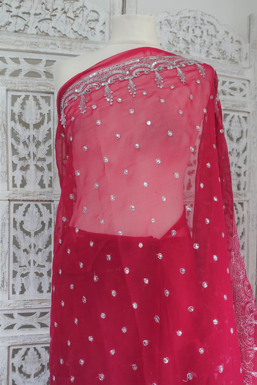 Pink American Georgette Vintage Sari - New - Indian Suit Company