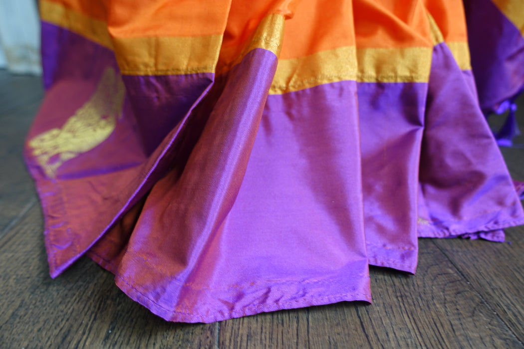 Bright Orange & Purple Doli Scene Bollywood Vintage Sari - New - Indian Suit Company