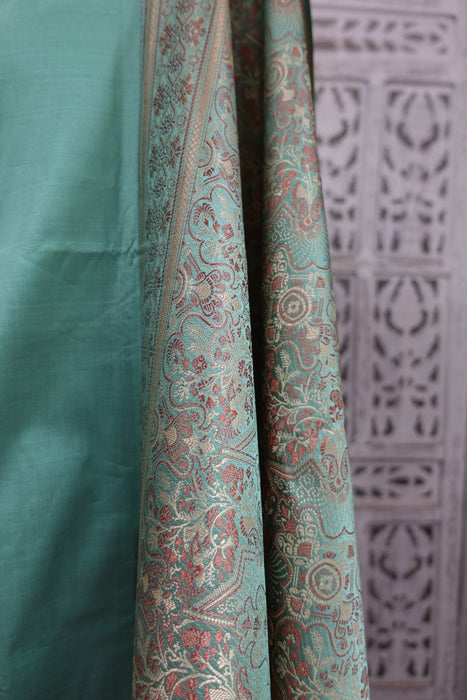 Sage Silk Blend Sari - New - Indian Suit Company