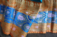 Peacock Blue & Burnt Orange Vintage Silk Sari - Preloved - Indian Suit Company