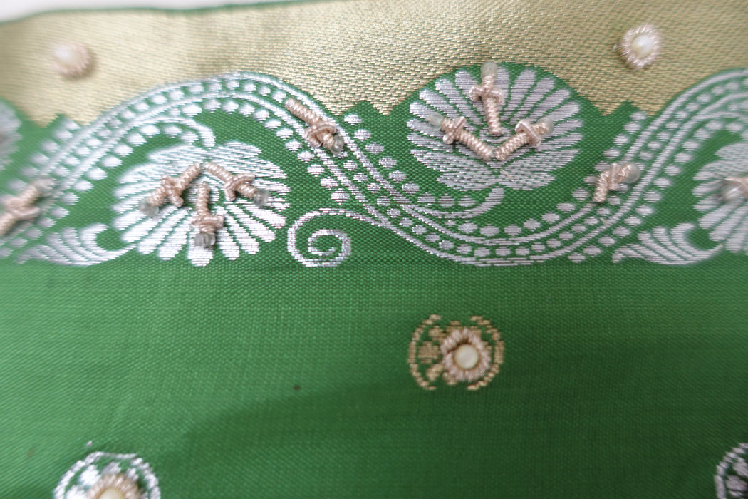 Apple Green Vintage Silk Sari New - Indian Suit Company