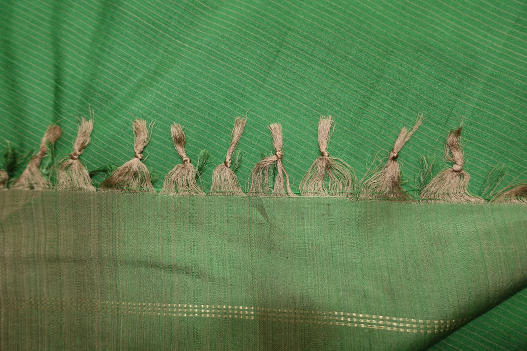 Matt Green Silk Vintage Sari - Preloved - Indian Suit Company