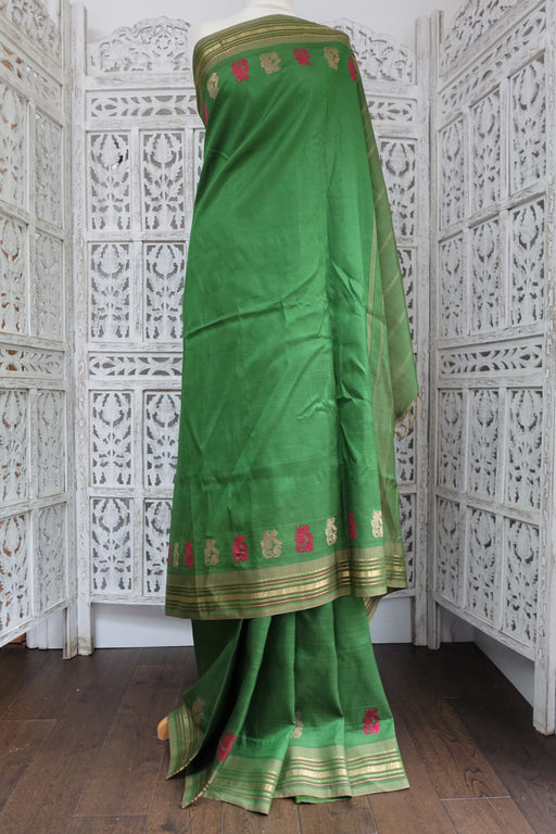 Matt Green Silk Vintage Sari - Preloved - Indian Suit Company