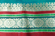 Jade Green & Red Vintage Pure Silk Sari - New - Indian Suit Company
