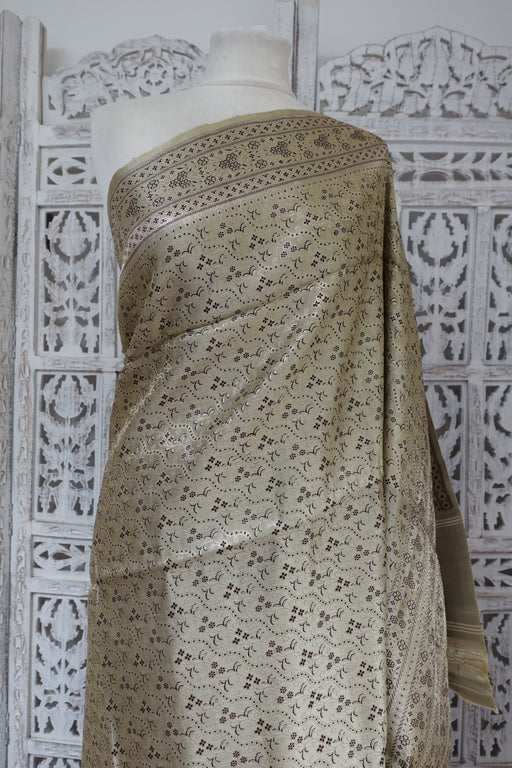 Soft Vintage Creamy Beige Banarsi  Sari - New - Indian Suit Company