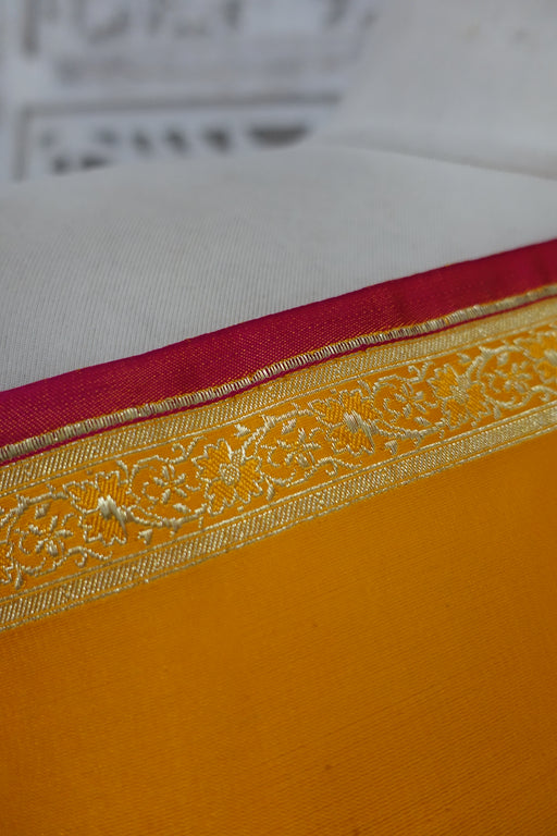 Saffron Yellow Silk Blend Sari - New - Indian Suit Company