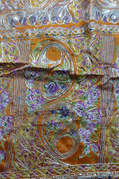 Purple & Orange Vintage Tilla Sari - New