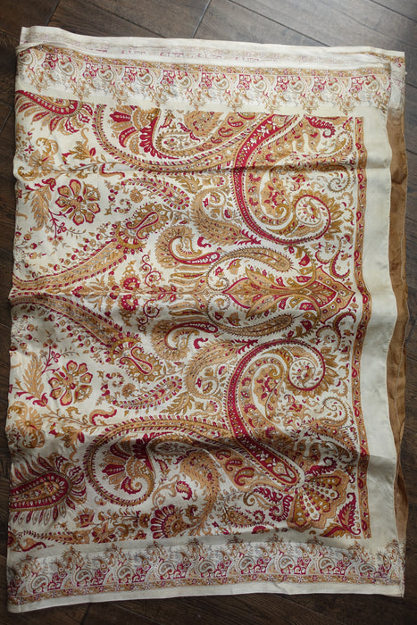 Dark Gold Vintage Printed Silk Blend Sari - New