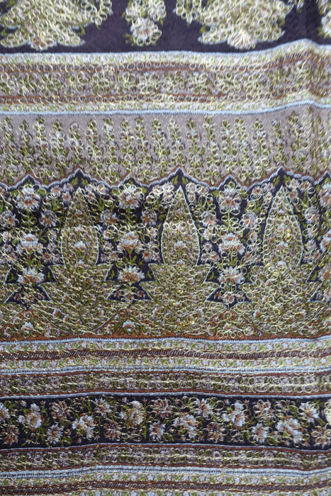 Brown Tilla American Chiffon Vintage Sari - New