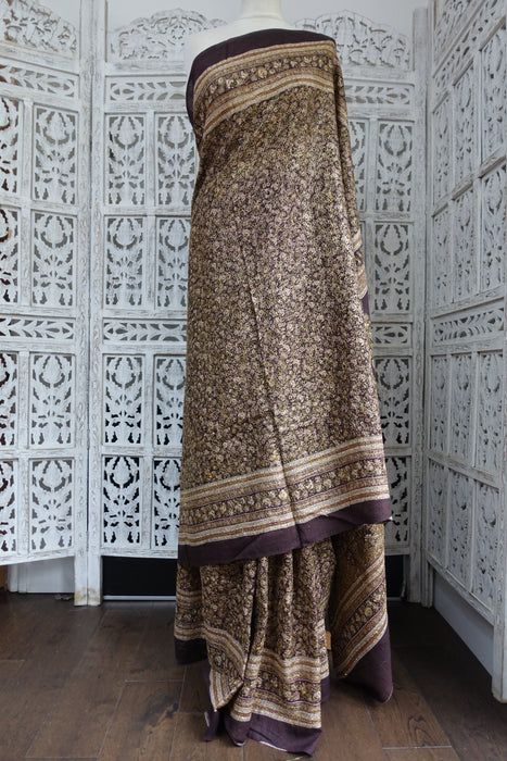Brown Tilla American Chiffon Vintage Sari - New