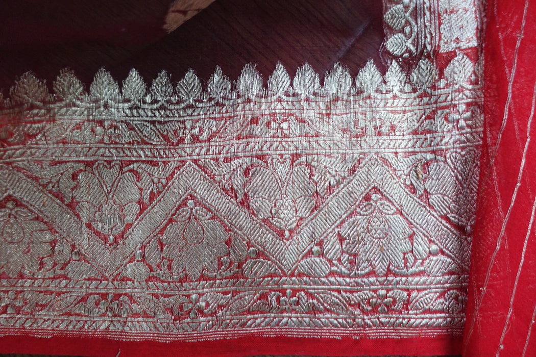 Aubergine Chiffon Vintage Sari - New